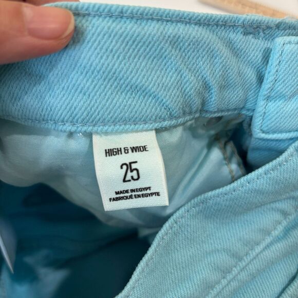 BDG Urban Outfitters High Rise Wide Leg Turquoise Blue Colored Jeans 25 Baggy - Picture 8 of 14